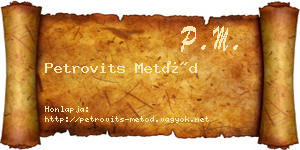 Petrovits Metód névjegykártya